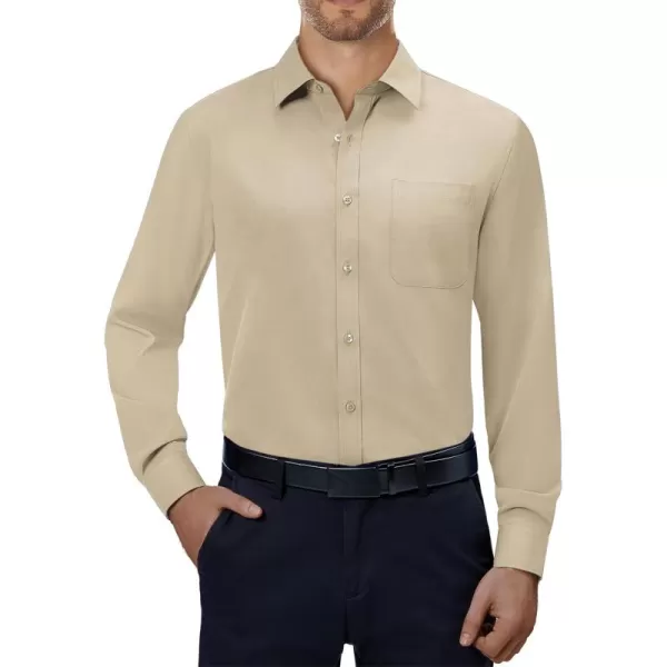 Alimens &amp; Gentle Mens Dress Shirts 4-Way Stretch Long Sleeve Collared Casual Solid Wedding Dating Button Down Shirt