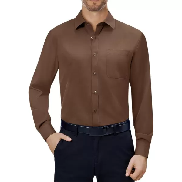 Alimens &amp; Gentle Mens Dress Shirts 4-Way Stretch Long Sleeve Collared Casual Solid Wedding Dating Button Down Shirt