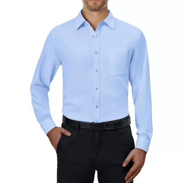Alimens &amp; Gentle Mens Dress Shirts 4-Way Stretch Long Sleeve Collared Casual Solid Wedding Dating Button Down Shirt