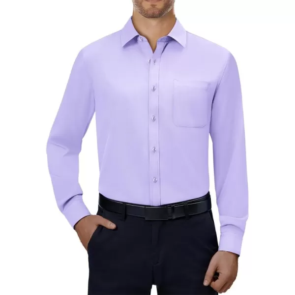 Alimens &amp; Gentle Mens Dress Shirts 4-Way Stretch Long Sleeve Collared Casual Solid Wedding Dating Button Down Shirt