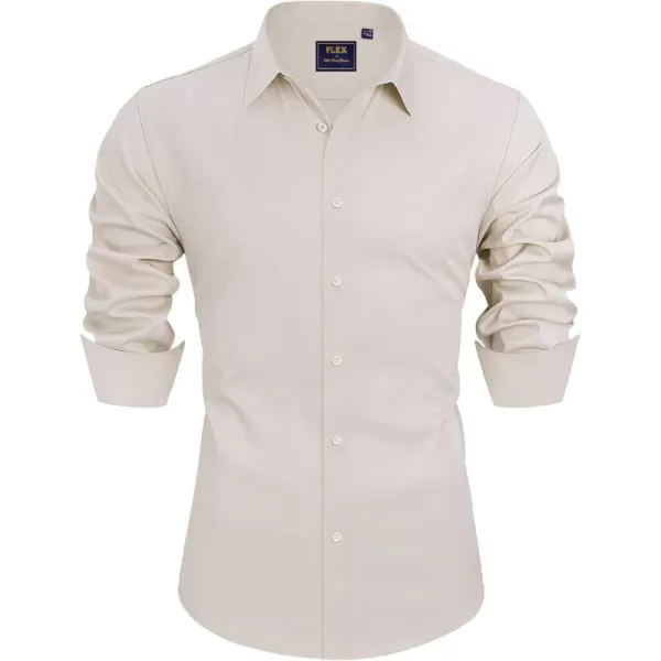 Alimens &amp; Gentle Men's Dress Shirts Long Sleeve Stretch Wrinkle-Free Solid Business Formal Casual Button Down Shirt