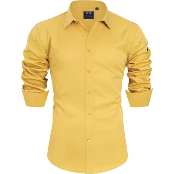Alimens &amp; Gentle Men's Dress Shirts Long Sleeve Stretch Wrinkle-Free Solid Business Formal Casual Button Down Shirt