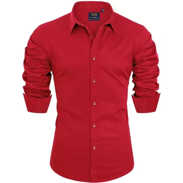 Alimens &amp; Gentle Men's Dress Shirts Long Sleeve Stretch Wrinkle-Free Solid Business Formal Casual Button Down Shirt
