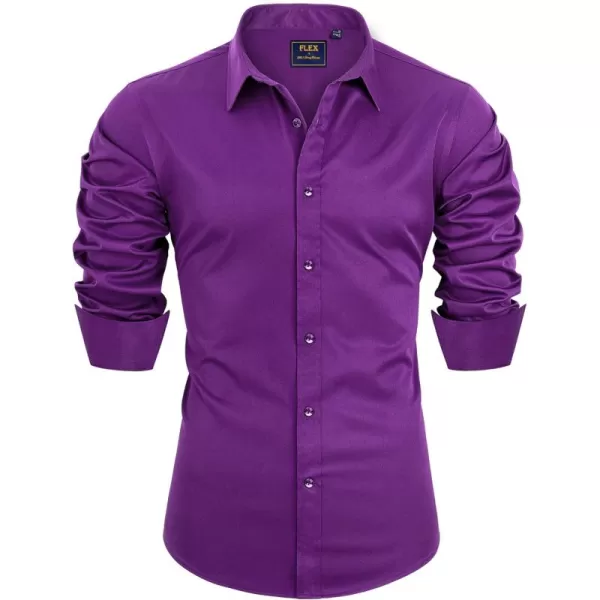 Alimens &amp; Gentle Men's Dress Shirts Long Sleeve Stretch Wrinkle-Free Solid Business Formal Casual Button Down Shirt