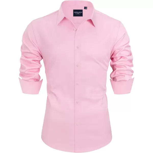 Alimens &amp; Gentle Men's Dress Shirts Long Sleeve Stretch Wrinkle-Free Solid Business Formal Casual Button Down Shirt
