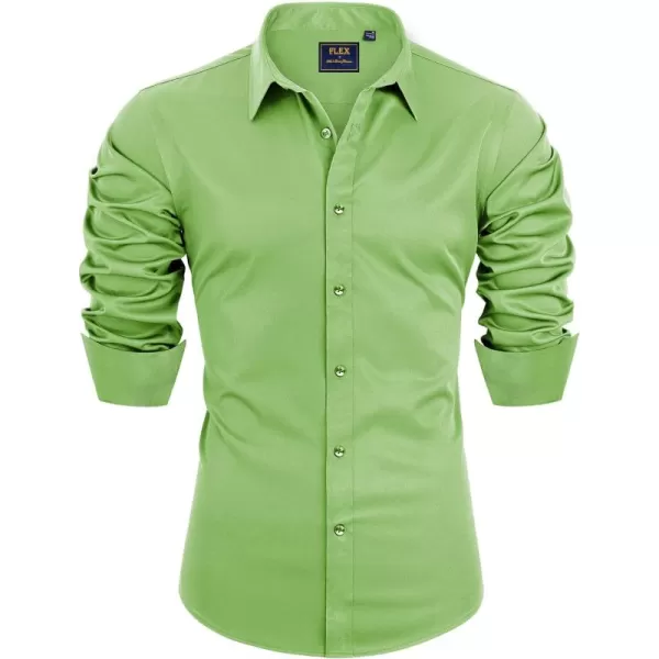 Alimens &amp; Gentle Men's Dress Shirts Long Sleeve Stretch Wrinkle-Free Solid Business Formal Casual Button Down Shirt
