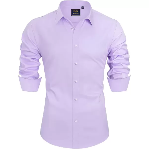 Alimens &amp; Gentle Men's Dress Shirts Long Sleeve Stretch Wrinkle-Free Solid Business Formal Casual Button Down Shirt