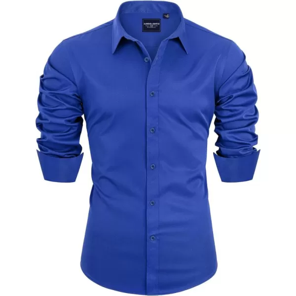 Alimens &amp; Gentle Men's Dress Shirts Long Sleeve Stretch Wrinkle-Free Solid Business Formal Casual Button Down Shirt