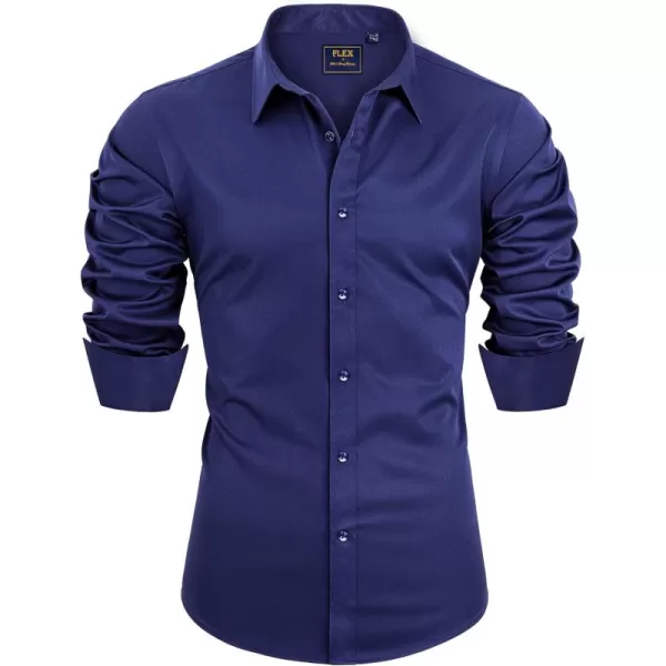 Alimens &amp; Gentle Men's Dress Shirts Long Sleeve Stretch Wrinkle-Free Solid Business Formal Casual Button Down Shirt