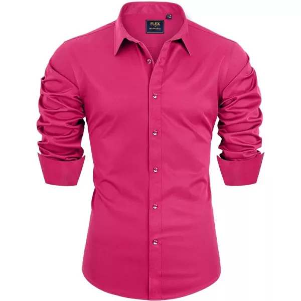 Alimens &amp; Gentle Men's Dress Shirts Long Sleeve Stretch Wrinkle-Free Solid Business Formal Casual Button Down Shirt