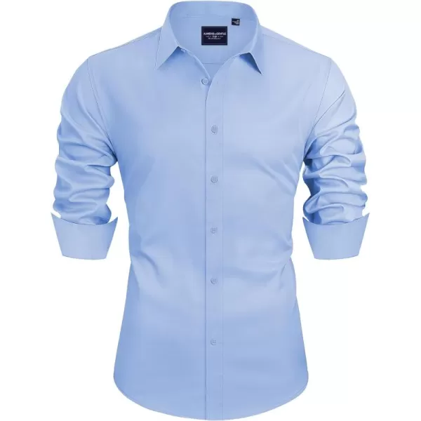 Alimens &amp; Gentle Men's Dress Shirts Long Sleeve Stretch Wrinkle-Free Solid Business Formal Casual Button Down Shirt