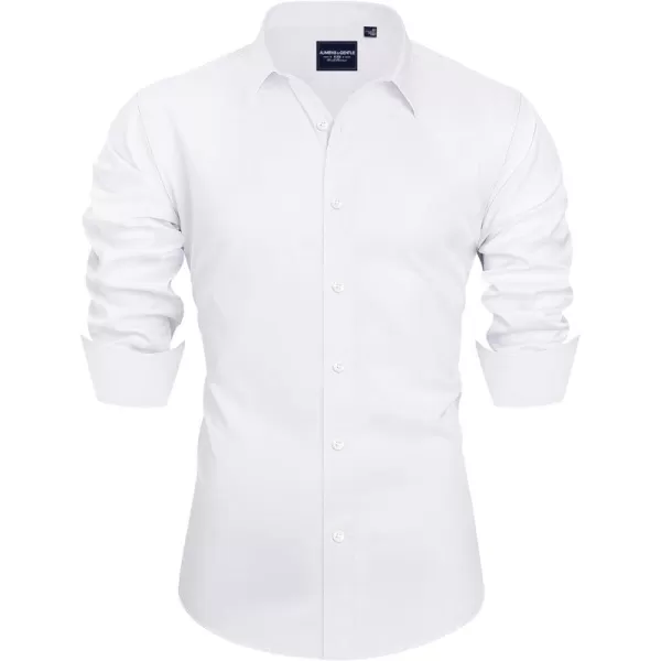 Alimens &amp; Gentle Men's Dress Shirts Long Sleeve Stretch Wrinkle-Free Solid Business Formal Casual Button Down Shirt