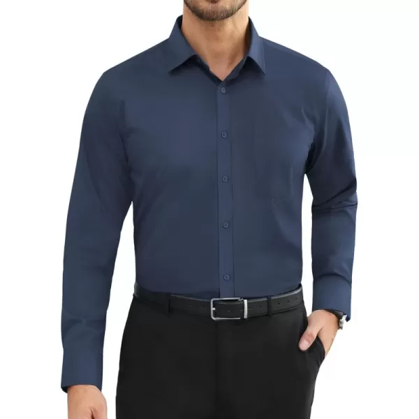 Alimens &amp; Gentle Mens Dress Shirts Long Sleeve Wrinkle Free Stretch Cotton Big Tall Button Down Shirts