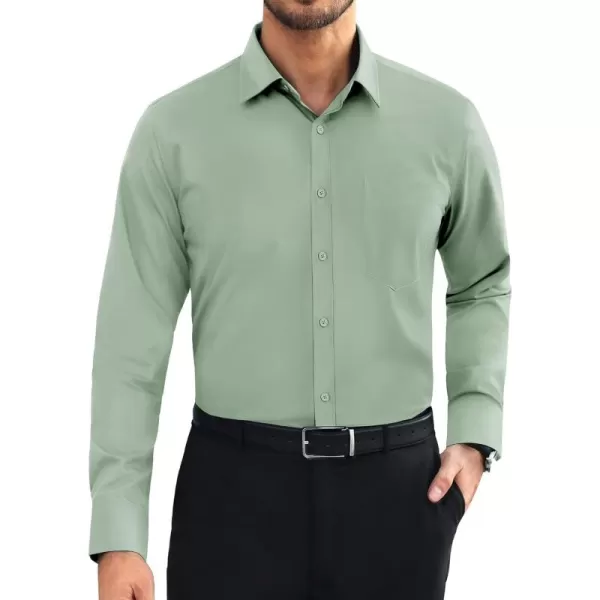 Alimens &amp; Gentle Mens Dress Shirts Long Sleeve Wrinkle Free Stretch Cotton Big Tall Button Down Shirts