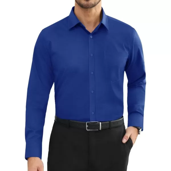 Alimens &amp; Gentle Mens Dress Shirts Long Sleeve Wrinkle Free Stretch Cotton Big Tall Button Down Shirts