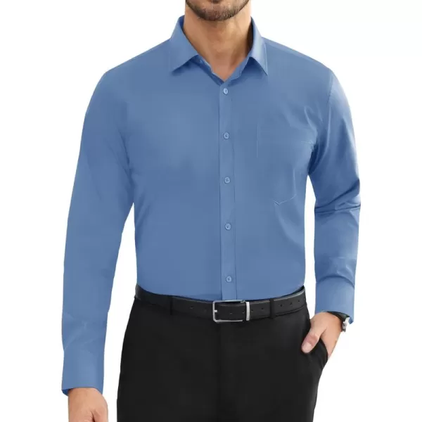 Alimens &amp; Gentle Mens Dress Shirts Long Sleeve Wrinkle Free Stretch Cotton Big Tall Button Down Shirts