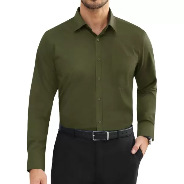 Alimens &amp; Gentle Mens Dress Shirts Long Sleeve Wrinkle Free Stretch Cotton Big Tall Button Down Shirts