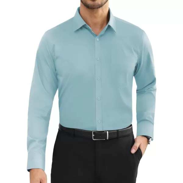 Alimens &amp; Gentle Mens Dress Shirts Long Sleeve Wrinkle Free Stretch Cotton Big Tall Button Down Shirts