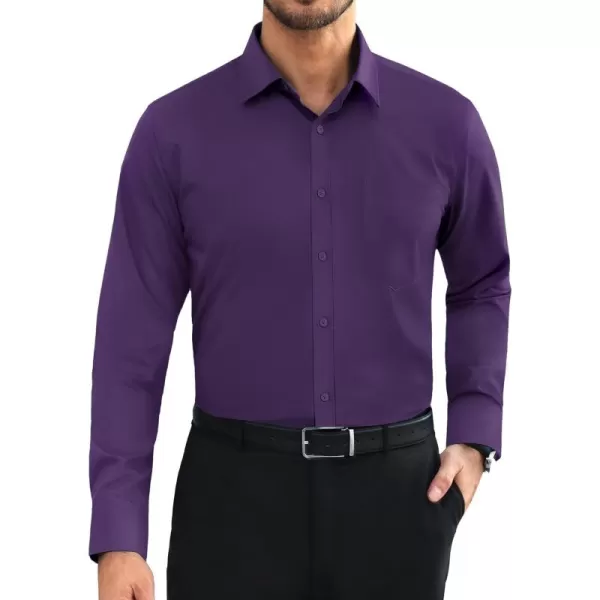 Alimens &amp; Gentle Mens Dress Shirts Long Sleeve Wrinkle Free Stretch Cotton Big Tall Button Down Shirts