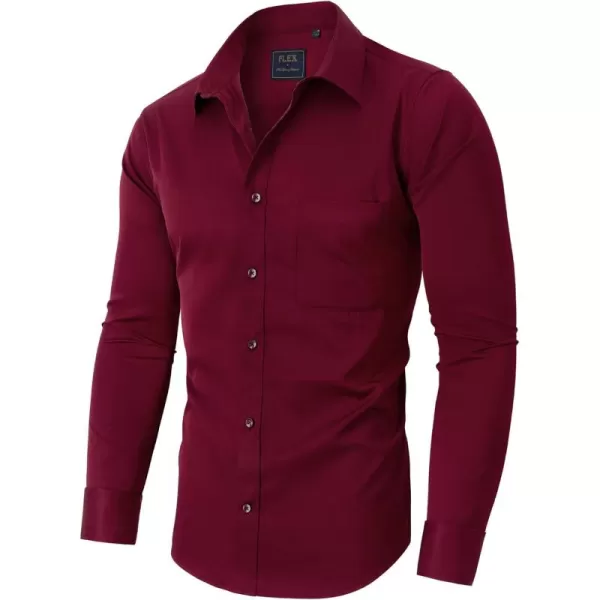 Alimens &amp; Gentle Men's Dress Shirts Long Sleeve Wrinkle-Free Stretch Shirts Solid Formal Button Down Shirt with Pocket