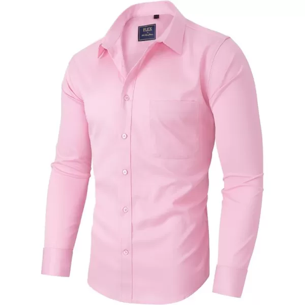 Alimens &amp; Gentle Men's Dress Shirts Long Sleeve Wrinkle-Free Stretch Shirts Solid Formal Button Down Shirt with Pocket
