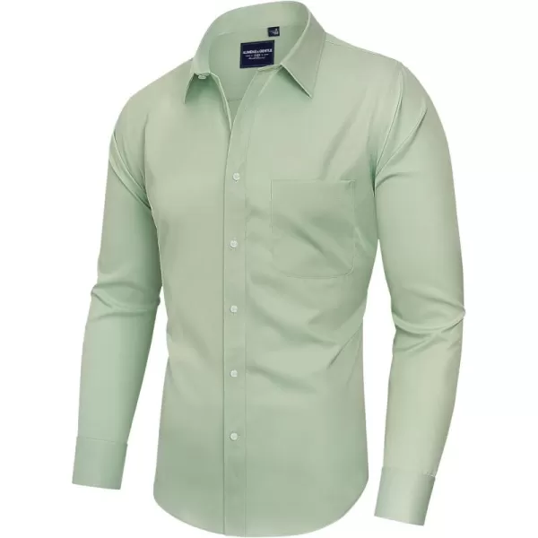 Alimens &amp; Gentle Men's Dress Shirts Long Sleeve Wrinkle-Free Stretch Shirts Solid Formal Button Down Shirt with Pocket