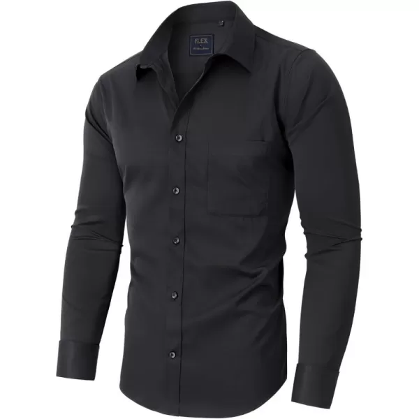 Alimens &amp; Gentle Men's Dress Shirts Long Sleeve Wrinkle-Free Stretch Shirts Solid Formal Button Down Shirt with Pocket