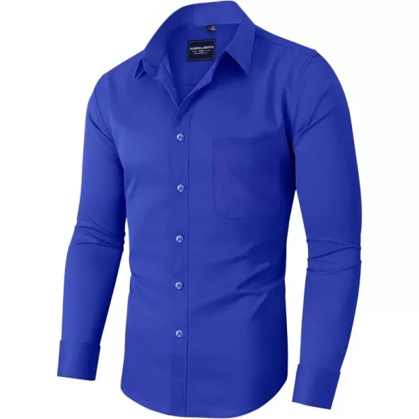 Alimens &amp; Gentle Men's Dress Shirts Long Sleeve Wrinkle-Free Stretch Shirts Solid Formal Button Down Shirt with Pocket
