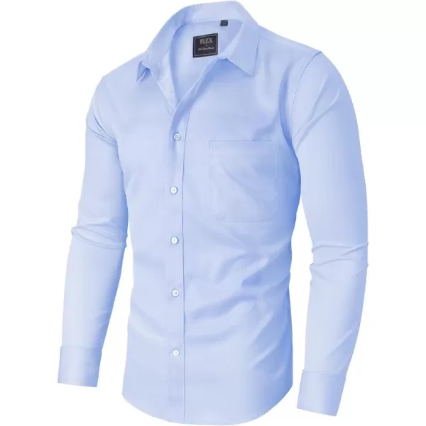Alimens &amp; Gentle Men's Dress Shirts Long Sleeve Wrinkle-Free Stretch Shirts Solid Formal Button Down Shirt with Pocket