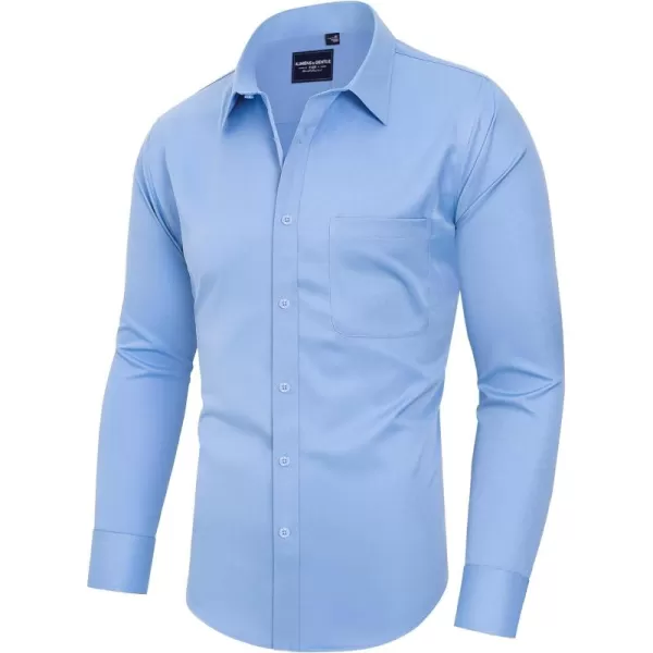 Alimens &amp; Gentle Men's Dress Shirts Long Sleeve Wrinkle-Free Stretch Shirts Solid Formal Button Down Shirt with Pocket