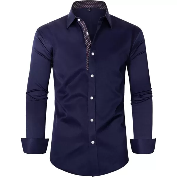 Alimens &amp; Gentle Men's Dress Shirts Long Sleeve Wrinkle-Resistant Casual Button Down Shirt