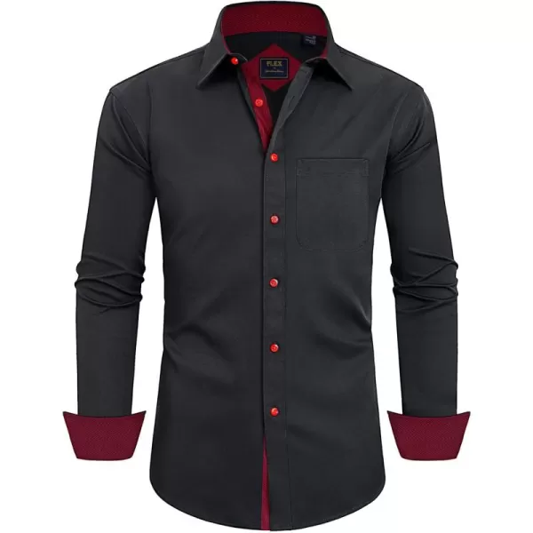 Alimens &amp; Gentle Men's Dress Shirts Long Sleeve Wrinkle-Resistant Casual Button Down Shirt
