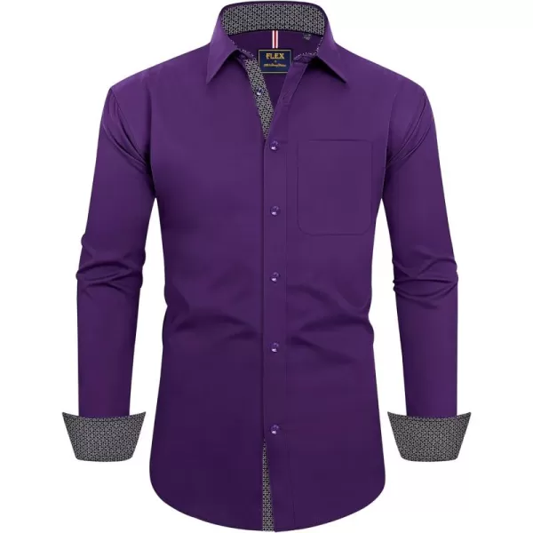 Alimens &amp; Gentle Men's Dress Shirts Long Sleeve Wrinkle-Resistant Casual Button Down Shirt