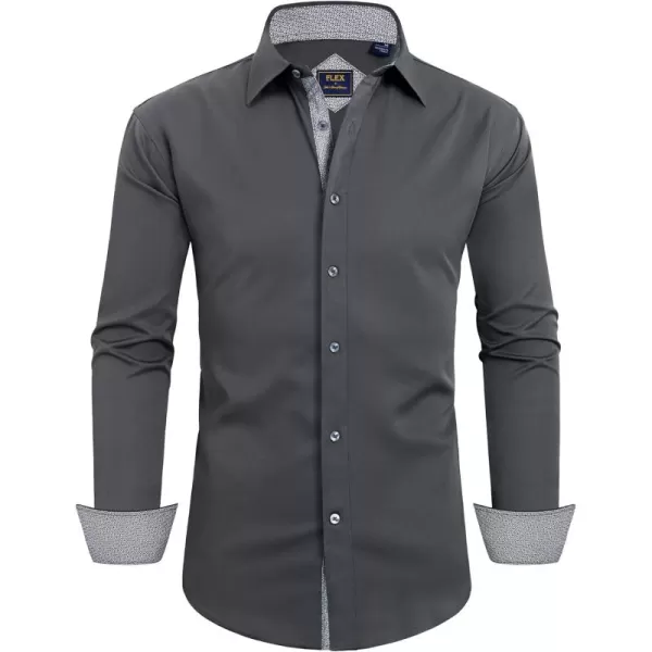Alimens &amp; Gentle Men's Dress Shirts Long Sleeve Wrinkle-Resistant Casual Button Down Shirt