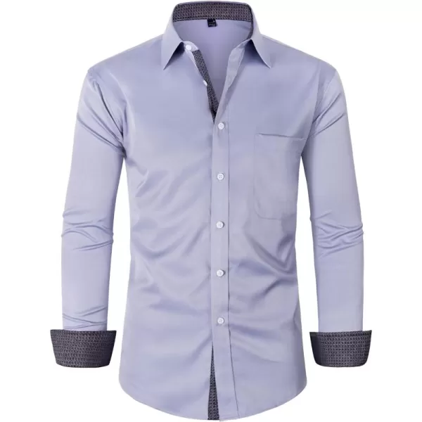Alimens &amp; Gentle Men's Dress Shirts Long Sleeve Wrinkle-Resistant Casual Button Down Shirt