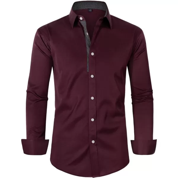 Alimens &amp; Gentle Men's Dress Shirts Long Sleeve Wrinkle-Resistant Casual Button Down Shirt