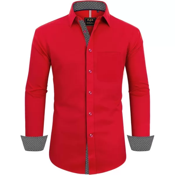 Alimens &amp; Gentle Men's Dress Shirts Long Sleeve Wrinkle-Resistant Casual Button Down Shirt