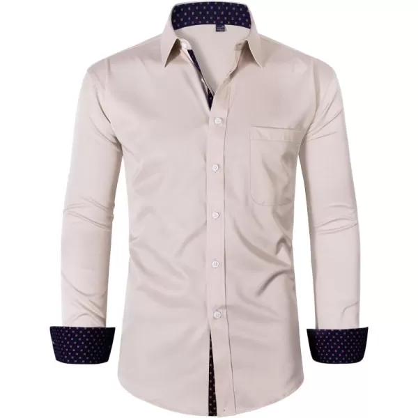 Alimens &amp; Gentle Men's Dress Shirts Long Sleeve Wrinkle-Resistant Casual Button Down Shirt