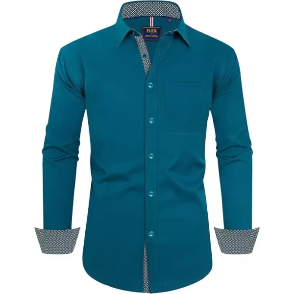 Alimens &amp; Gentle Men's Dress Shirts Long Sleeve Wrinkle-Resistant Casual Button Down Shirt