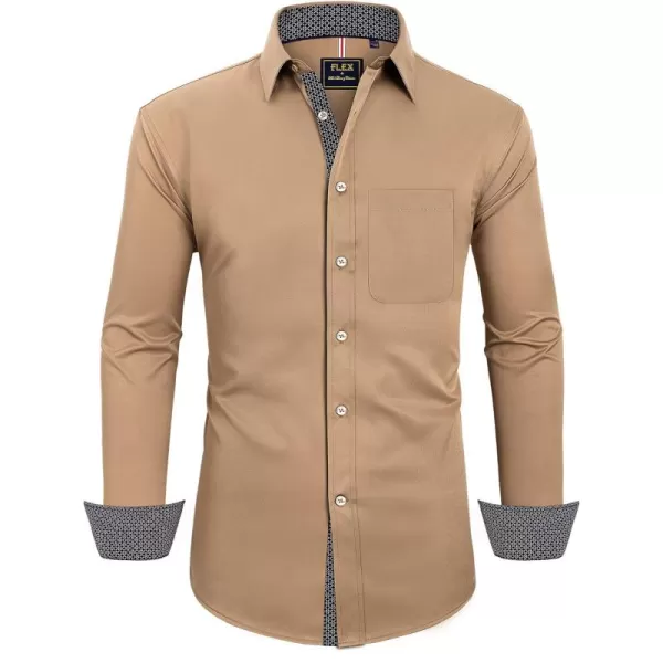Alimens &amp; Gentle Men's Dress Shirts Long Sleeve Wrinkle-Resistant Casual Button Down Shirt