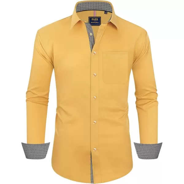 Alimens &amp; Gentle Men's Dress Shirts Long Sleeve Wrinkle-Resistant Casual Button Down Shirt