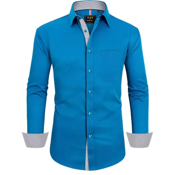 Alimens &amp; Gentle Men's Dress Shirts Long Sleeve Wrinkle-Resistant Casual Button Down Shirt