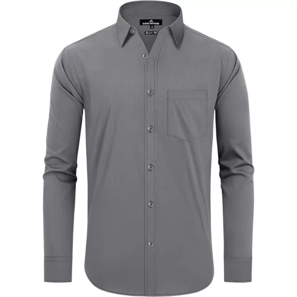 Alimens &amp; Gentle Men's Dress Shirts Regular Fit Long Sleeve Button Down Shirts Wrinkle Free Cotton Shirts