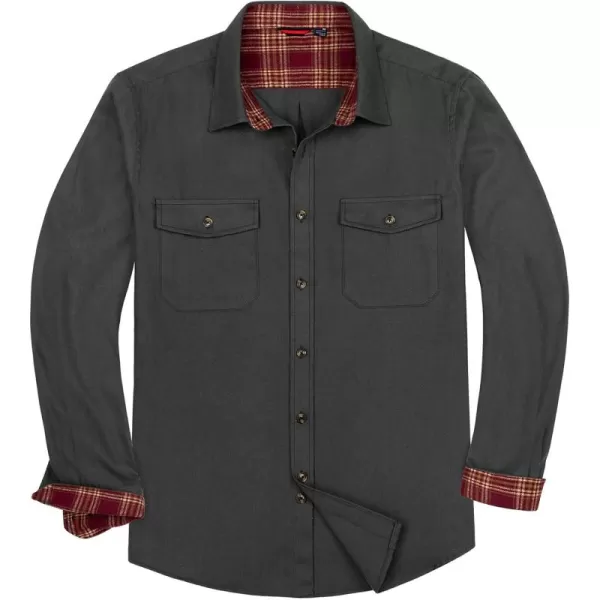 Alimens &amp; Gentle Men's Flannel Shirt Button Down Regular Fit Long Sleeve Casual Shirts