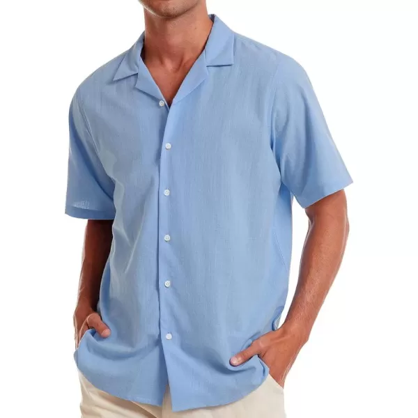 Alimens &amp; Gentle Mens Line Shirt Regular Fit Short Sleeve Hawaiian Button Down Shirt