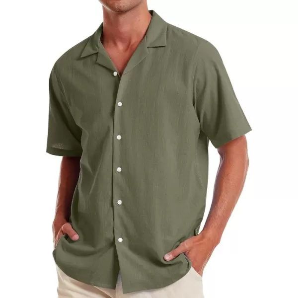 Alimens &amp; Gentle Mens Line Shirt Regular Fit Short Sleeve Hawaiian Button Down Shirt