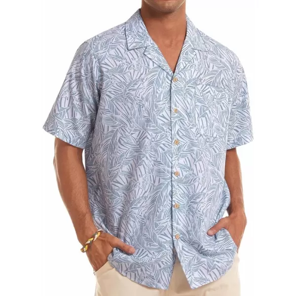 Alimens &amp; Gentle Mens Linen Shirts Cotton Hawaiian Shirts Short Sleeve Button Down Shirts Casual Summer Beach Tops