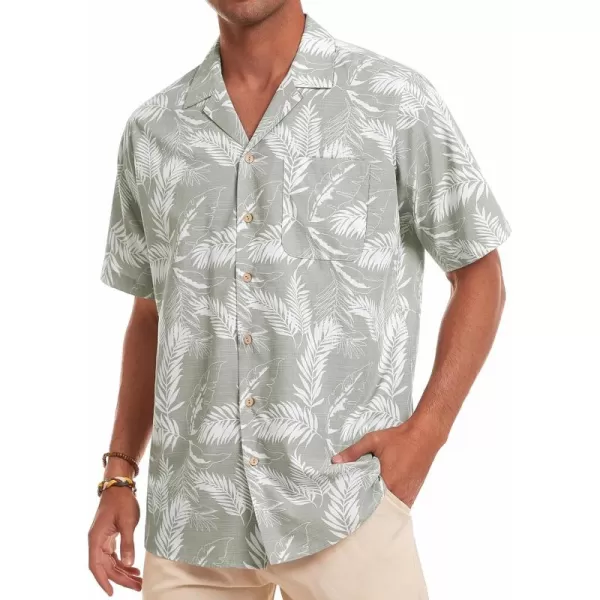 Alimens &amp; Gentle Mens Linen Shirts Cotton Hawaiian Shirts Short Sleeve Button Down Shirts Casual Summer Beach Tops