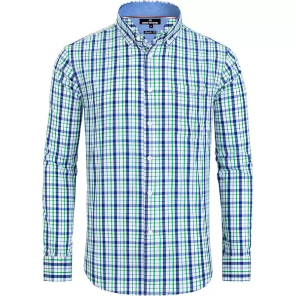 Alimens &amp; Gentle Men's Plaid Button Down Shirts Cotton Long Sleeve Dress Shirts Regular Fit Gingham Shirts