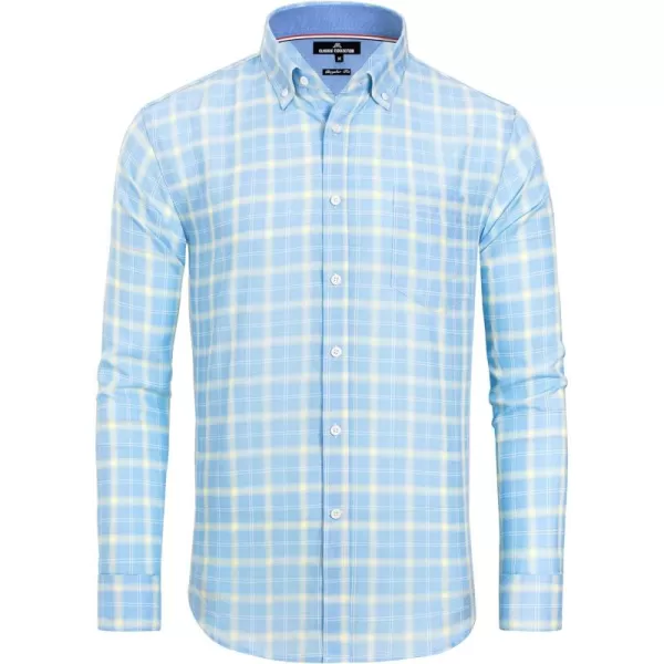 Alimens &amp; Gentle Men's Plaid Button Down Shirts Cotton Long Sleeve Dress Shirts Regular Fit Gingham Shirts